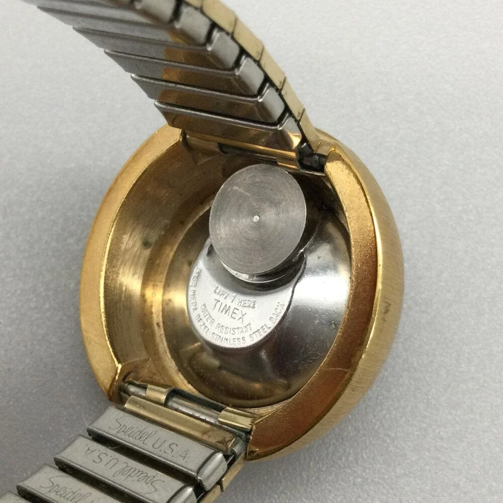 Vintage Timex Electric Womens Watch 30mm Champagne Dial NOT RUNNING FOR PARTS